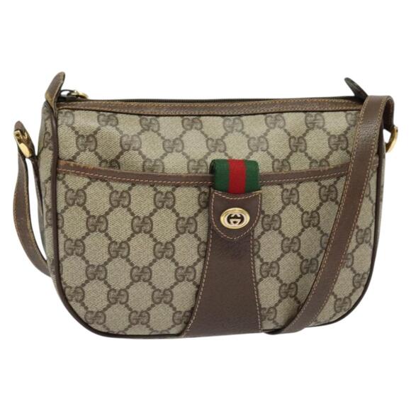 GUCCI GG Supreme Web Sherry Line Shoulder Bag Pvc Beige 39 02 032 - Picture 1 of 16